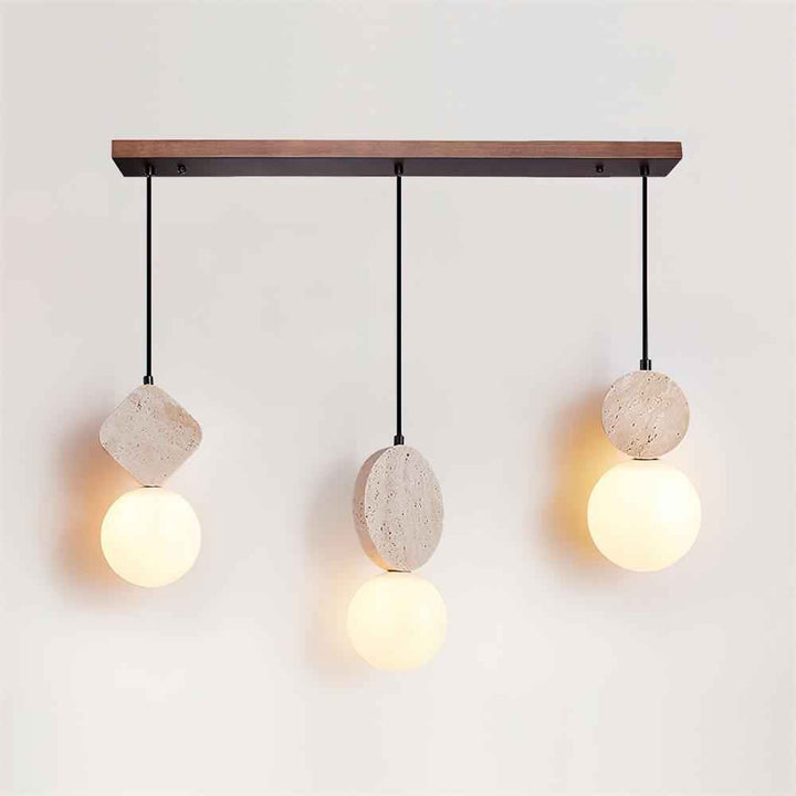 Lunara Suspension Géométrique en Travertin - Neutralighting