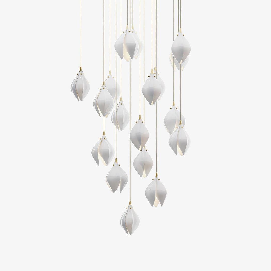 Lustra Suspension Lampe Céramique Florale Blanche - Neutralighting