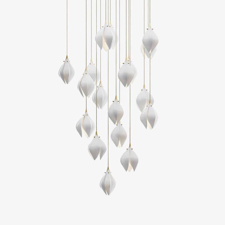 Lustra Suspension Lampe Céramique Florale Blanche - Neutralighting