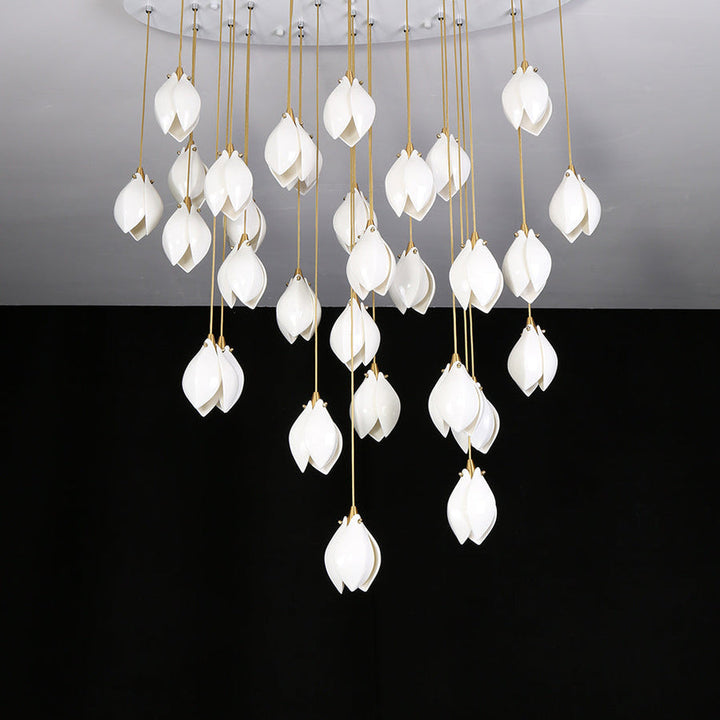 Lustra Suspension Lampe Céramique Florale Blanche - Neutralighting