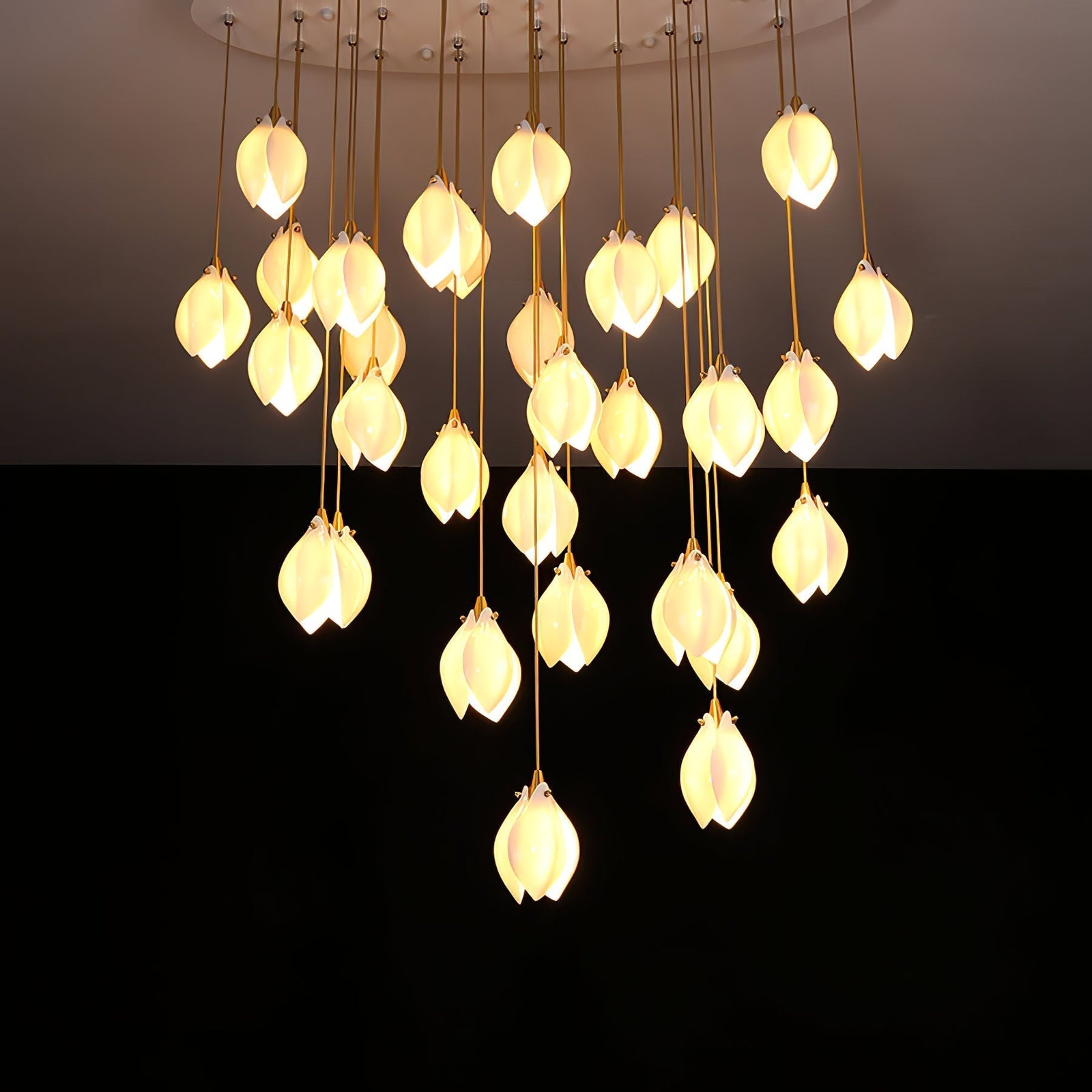 Lustra Suspension Lampe Céramique Florale Blanche - Neutralighting
