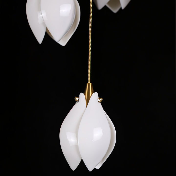 Lustra Suspension Lampe Céramique Florale Blanche - Neutralighting