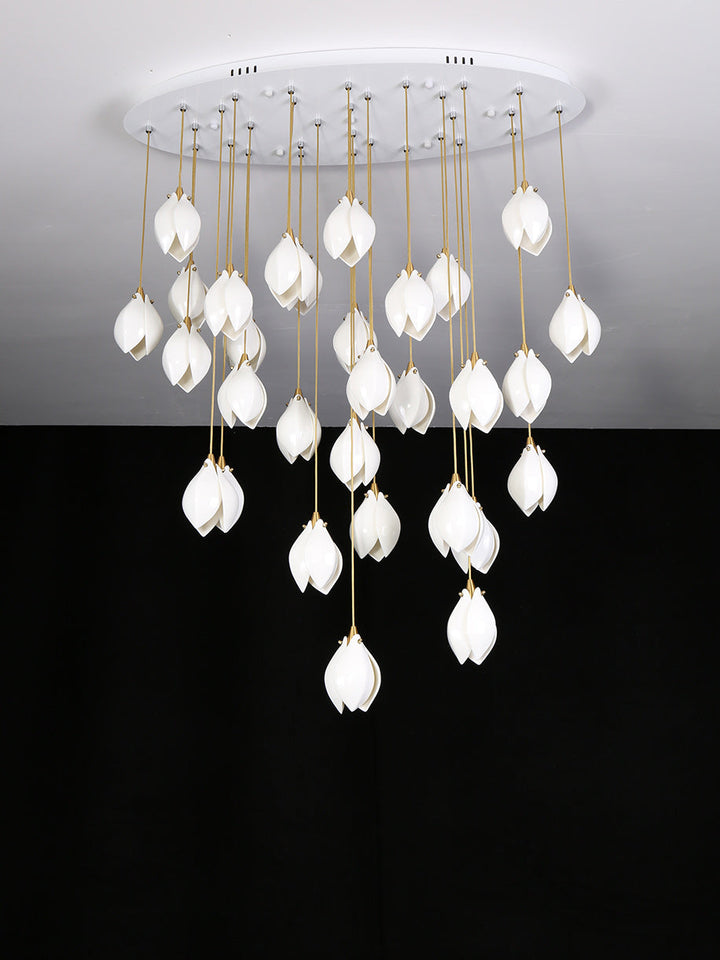 Lustra Suspension Lampe Céramique Florale Blanche - Neutralighting