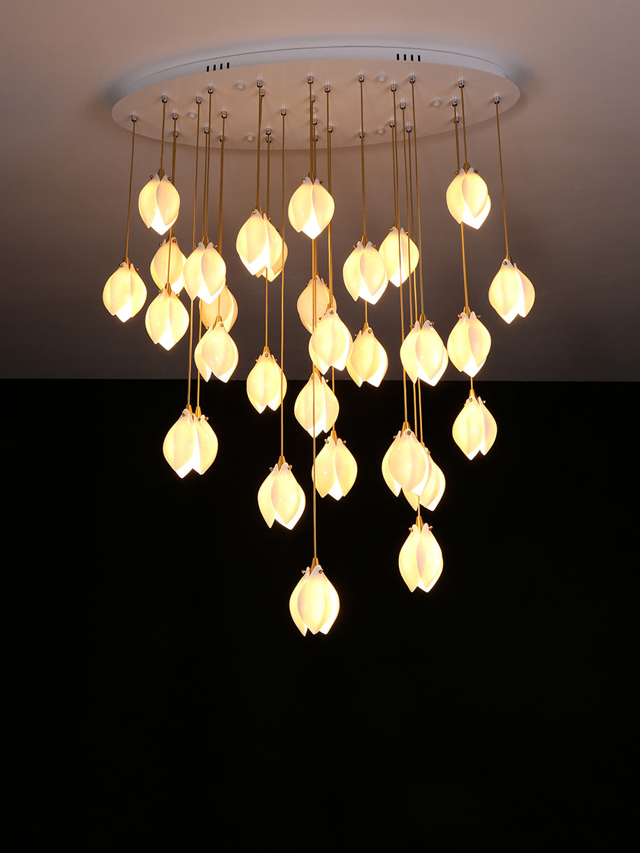Lustra Suspension Lampe Céramique Florale Blanche - Neutralighting