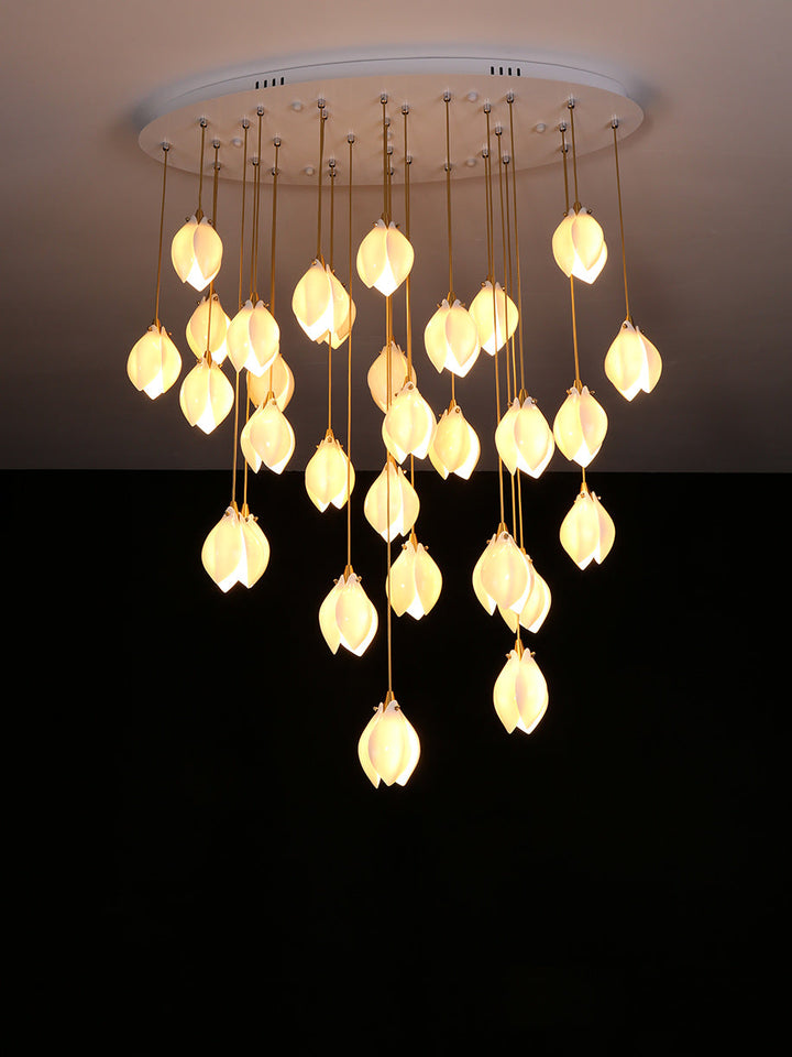 Lustra Suspension Lampe Céramique Florale Blanche - Neutralighting