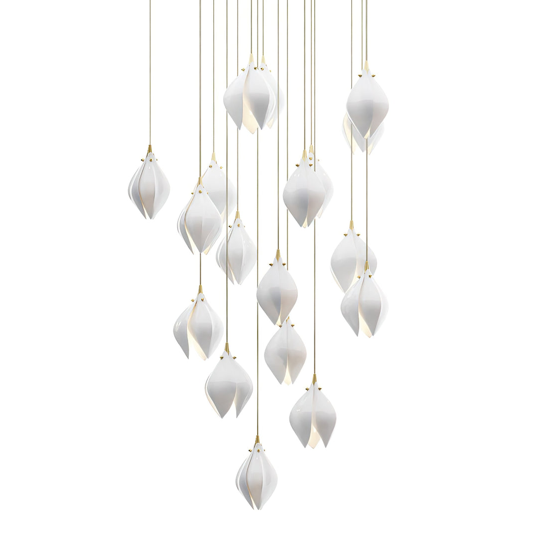 Lustra Suspension Lampe Céramique Florale Blanche - Neutralighting