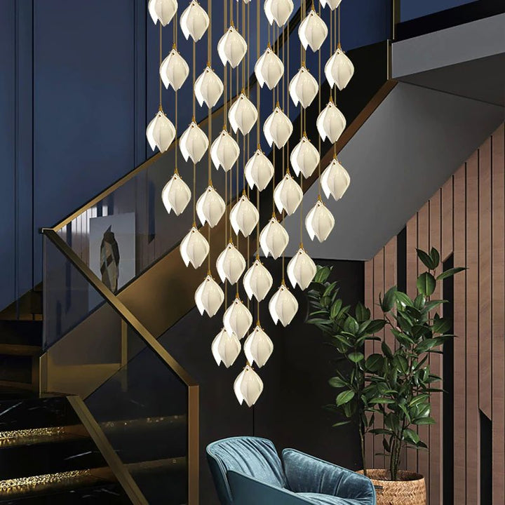 Lustra Suspension Lampe Céramique Florale Blanche - Neutralighting