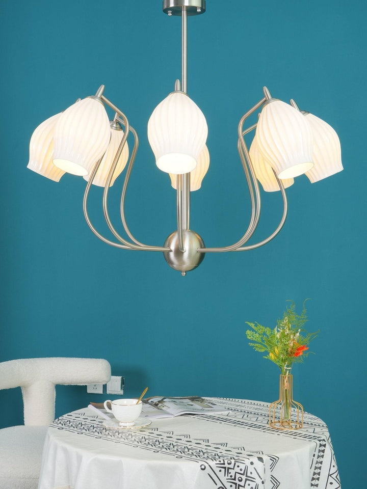Lustra Chandelier en Céramique Canneleur Sculptural en Verre Élégant - Neutralighting