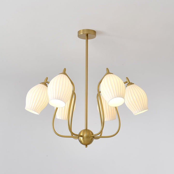 Lustra Chandelier en Céramique Canneleur Sculptural en Verre Élégant - Neutralighting