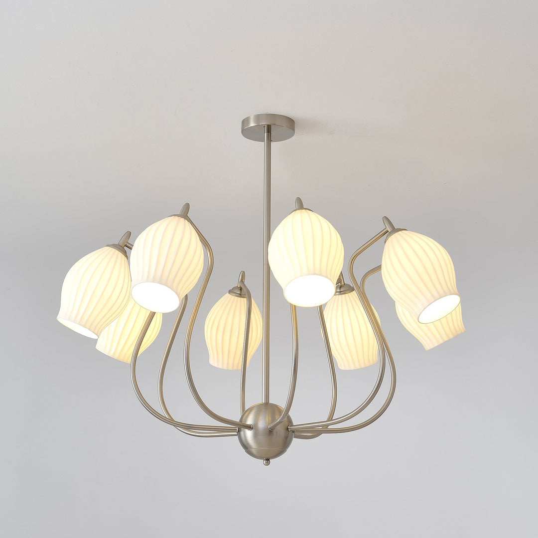 Lustra Chandelier en Céramique Canneleur Sculptural en Verre Élégant - Neutralighting