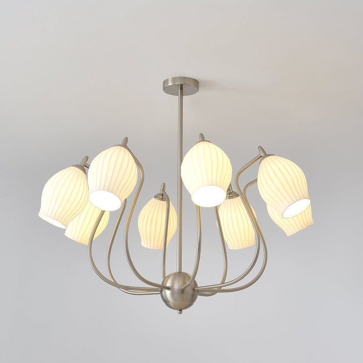 Lustra Chandelier en Céramique Canneleur Sculptural en Verre Élégant - Neutralighting