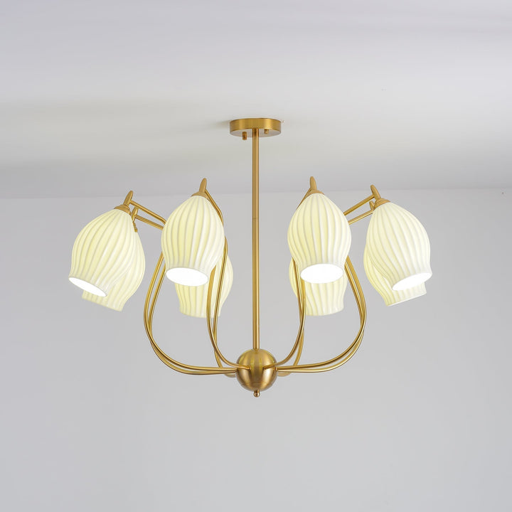 Lustra Chandelier en Céramique Canneleur Sculptural en Verre Élégant - Neutralighting