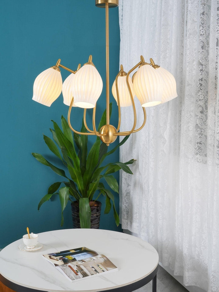 Lustra Chandelier en Céramique Canneleur Sculptural en Verre Élégant - Neutralighting