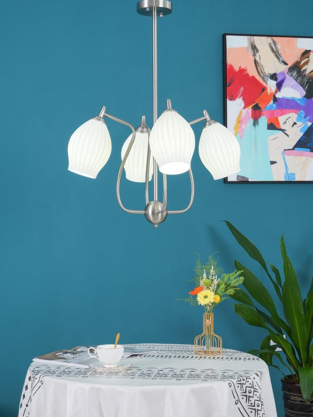 Lustra Chandelier en Céramique Canneleur Sculptural en Verre Élégant - Neutralighting