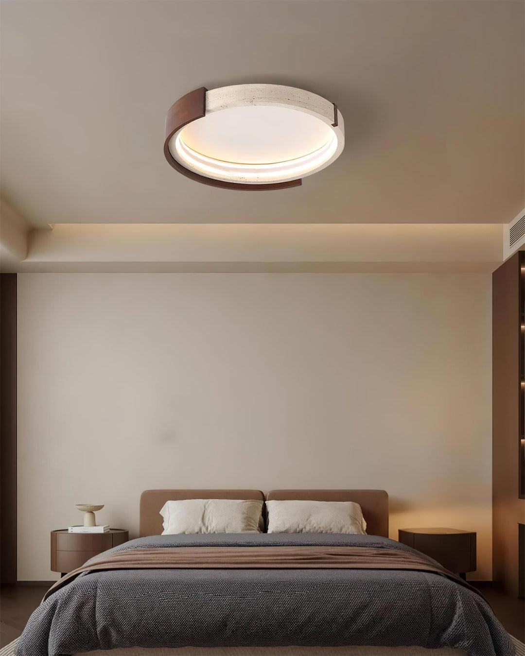 Ritta Plafonnier Halo Moderne Travertin Bois - Neutralighting