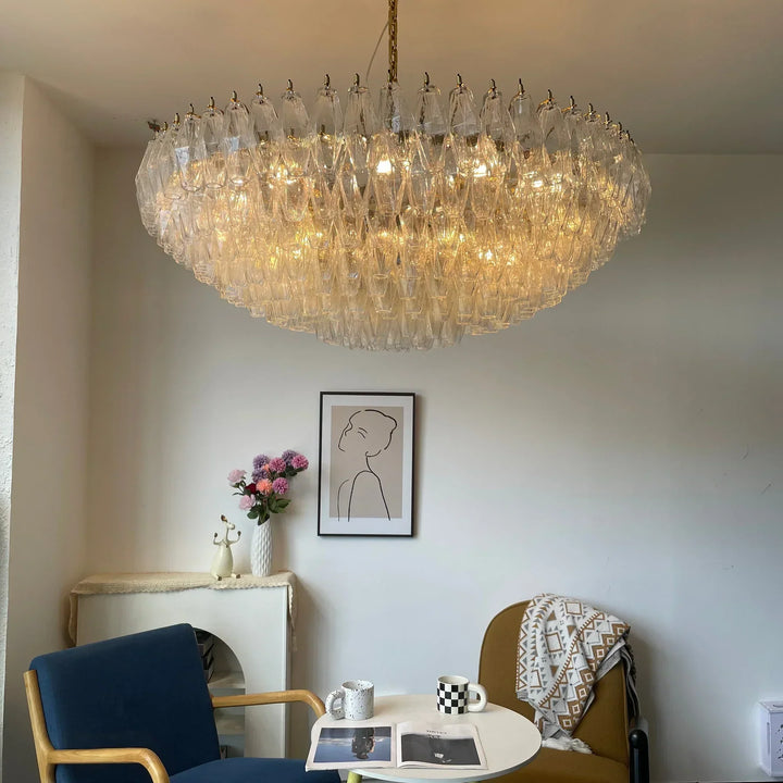 Aurora Chandelier en Verre Murano Transparent Polyèdre Vintage - Neutralighting