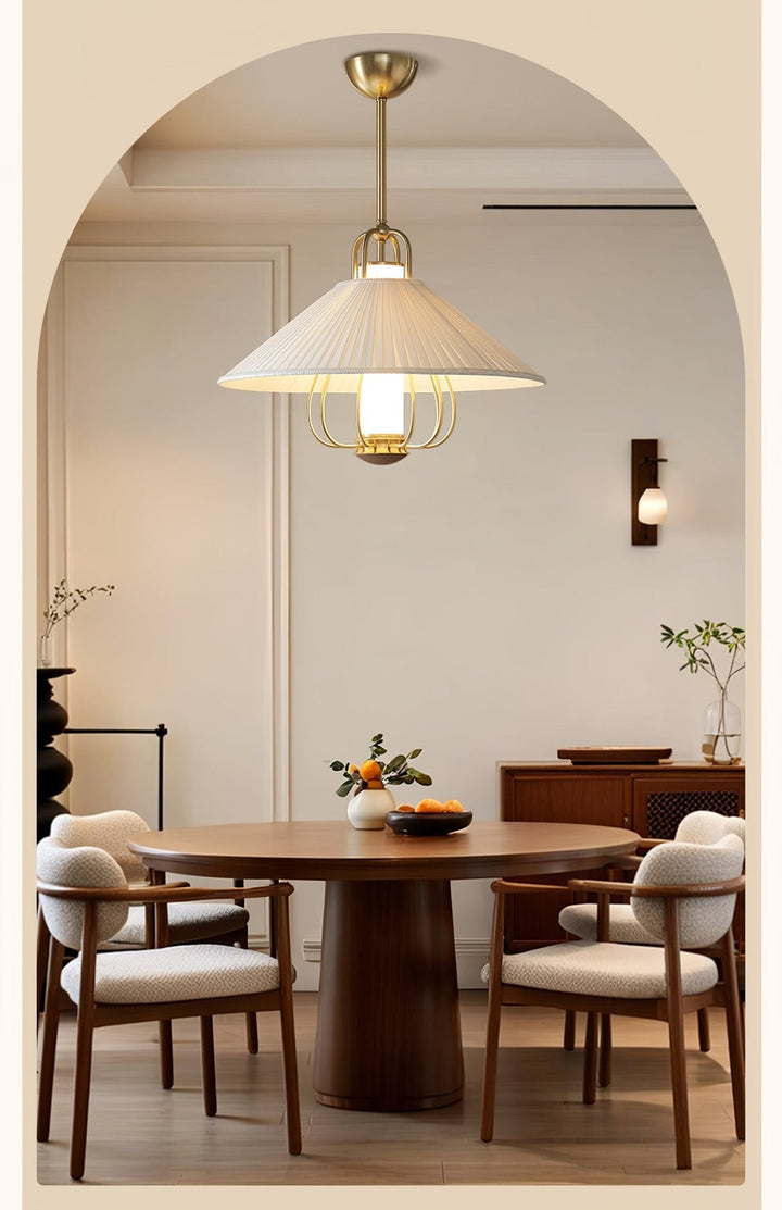 Lustra Suspension en Tissu Doré LED pour Salle à Manger - Neutralighting