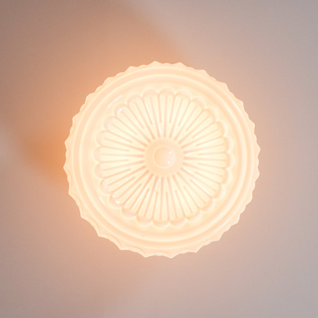 Solara Plafonnier en Verre Blanc Floral pour Salon - Neutralighting