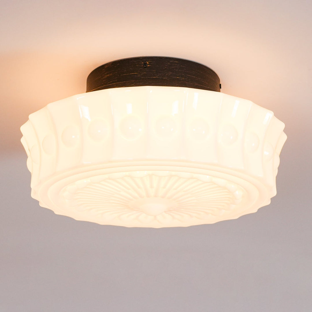 Solara Plafonnier en Verre Blanc Floral pour Salon - Neutralighting