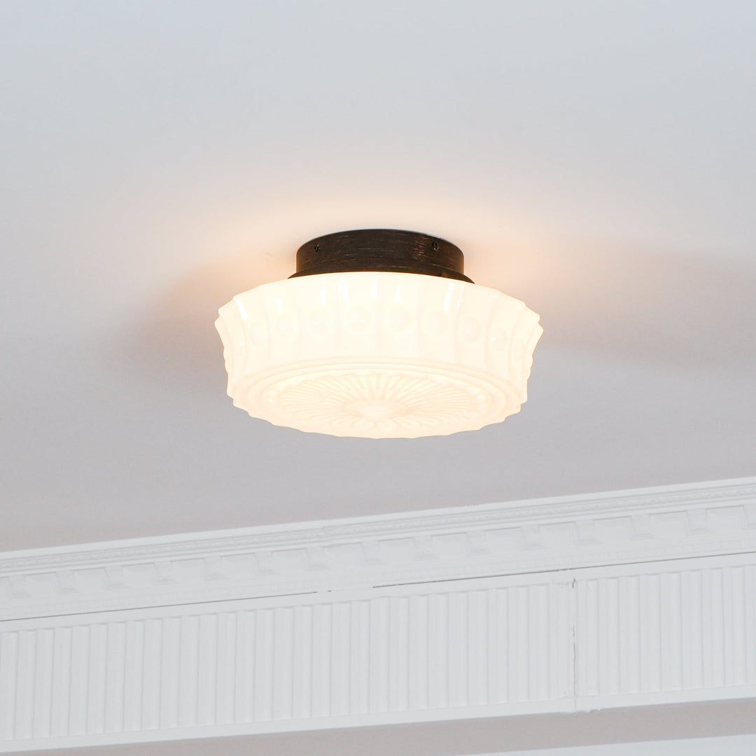 Solara Plafonnier en Verre Blanc Floral pour Salon - Neutralighting