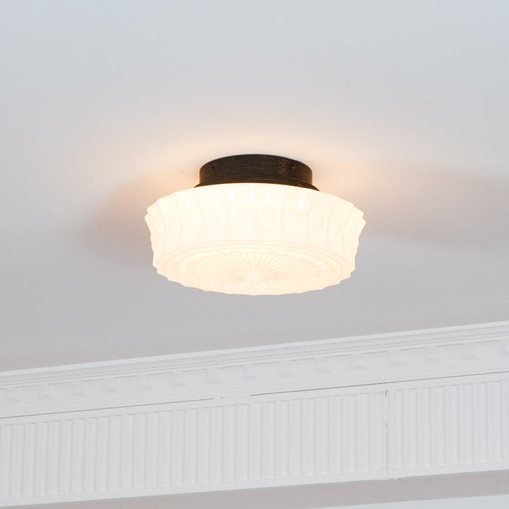 Solara Plafonnier en Verre Blanc Floral pour Salon - Neutralighting