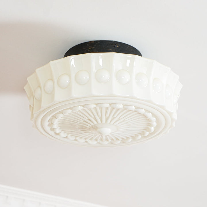 Solara Plafonnier en Verre Blanc Floral pour Salon - Neutralighting