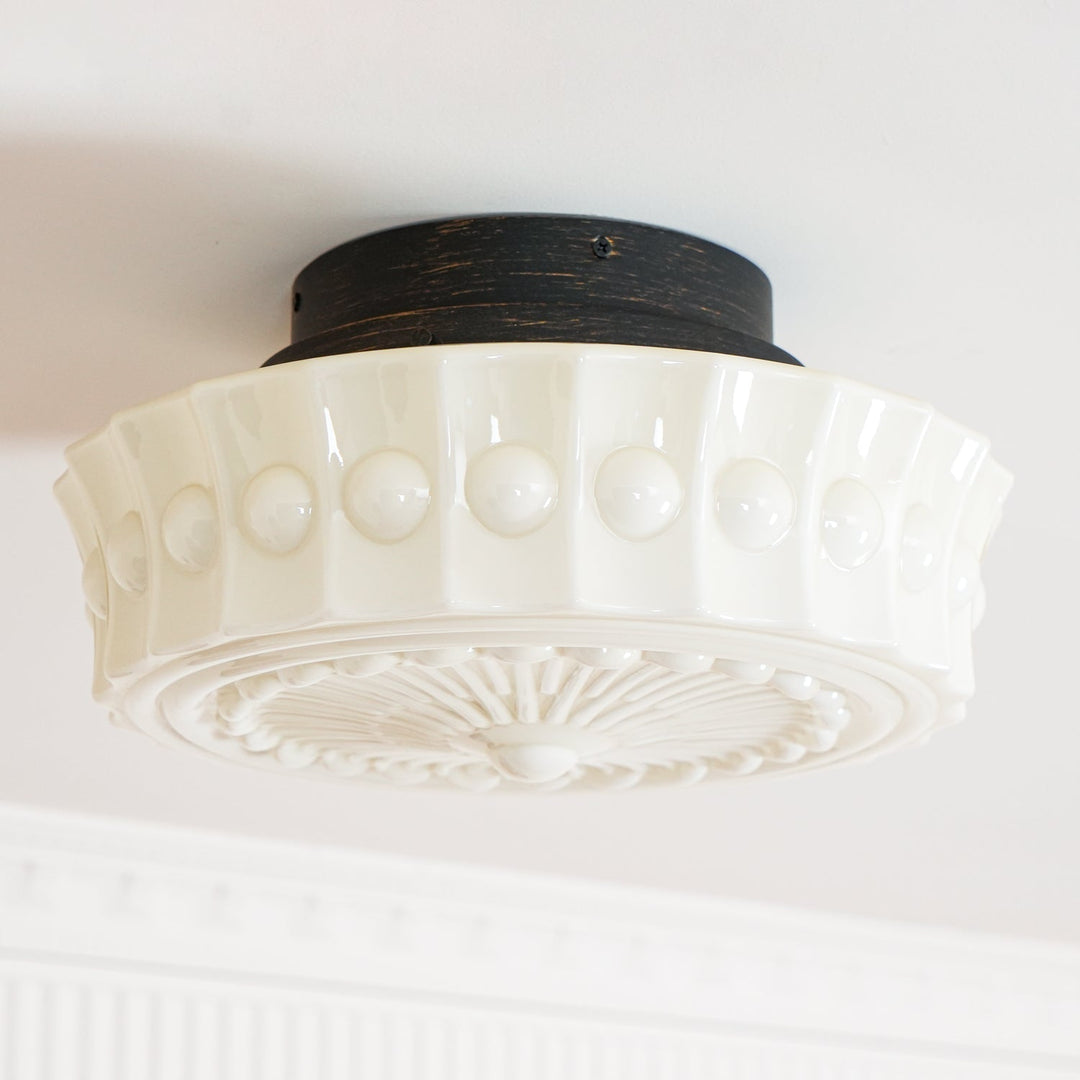 Solara Plafonnier en Verre Blanc Floral pour Salon - Neutralighting