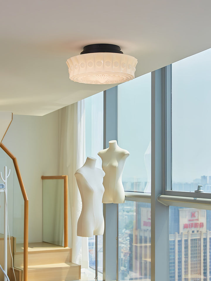 Solara Plafonnier en Verre Blanc Floral pour Salon - Neutralighting