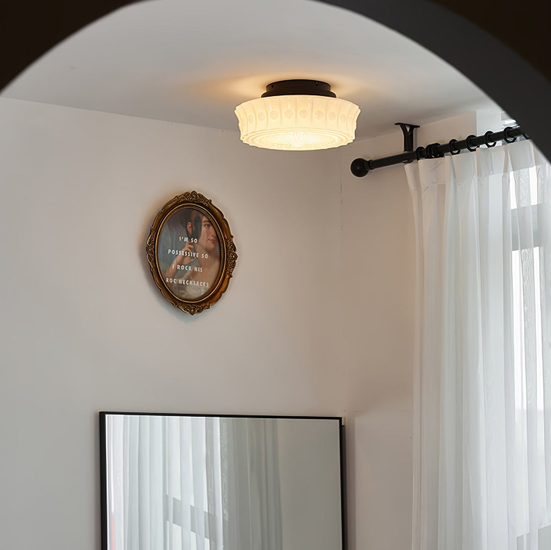 Solara Plafonnier en Verre Blanc Floral pour Salon - Neutralighting