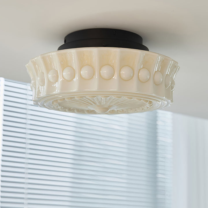 Solara Plafonnier en Verre Blanc Floral pour Salon - Neutralighting