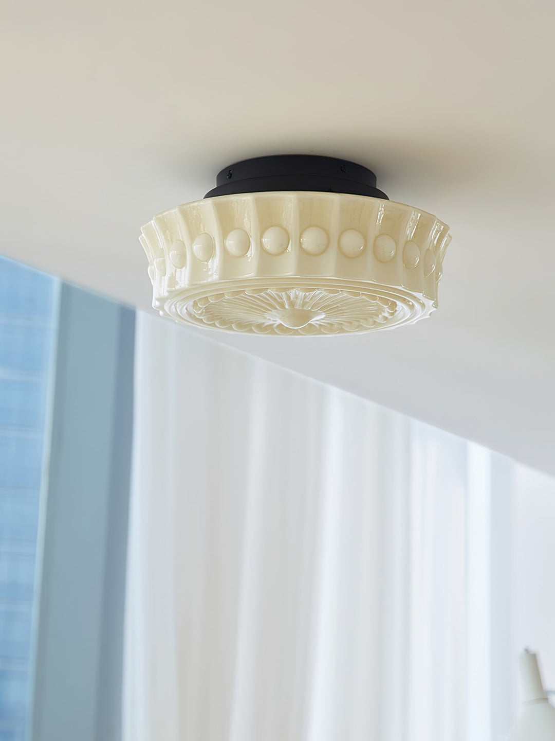 Solara Plafonnier en Verre Blanc Floral pour Salon - Neutralighting