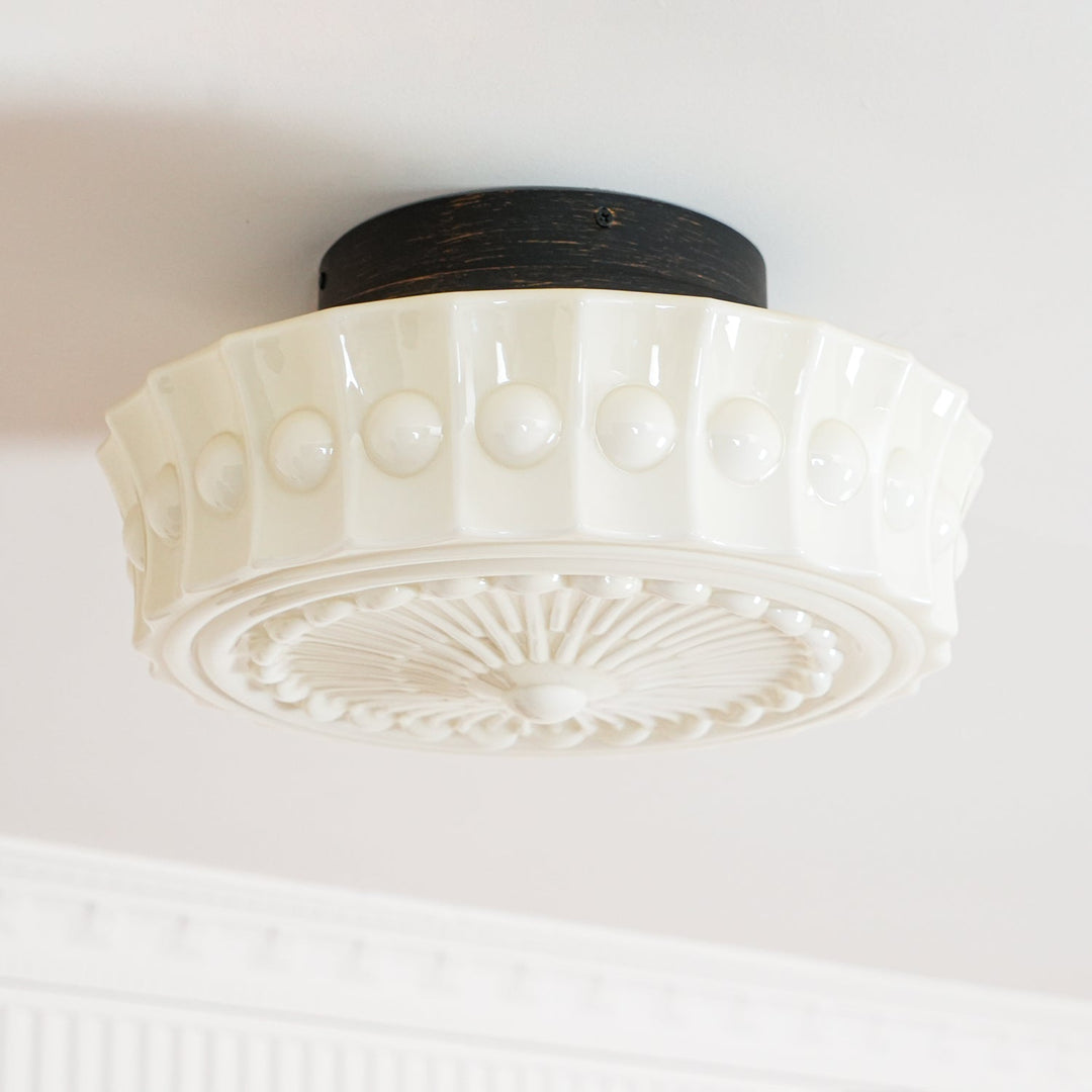 Solara Plafonnier en Verre Blanc Floral pour Salon - Neutralighting