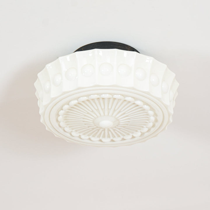 Solara Plafonnier en Verre Blanc Floral pour Salon - Neutralighting