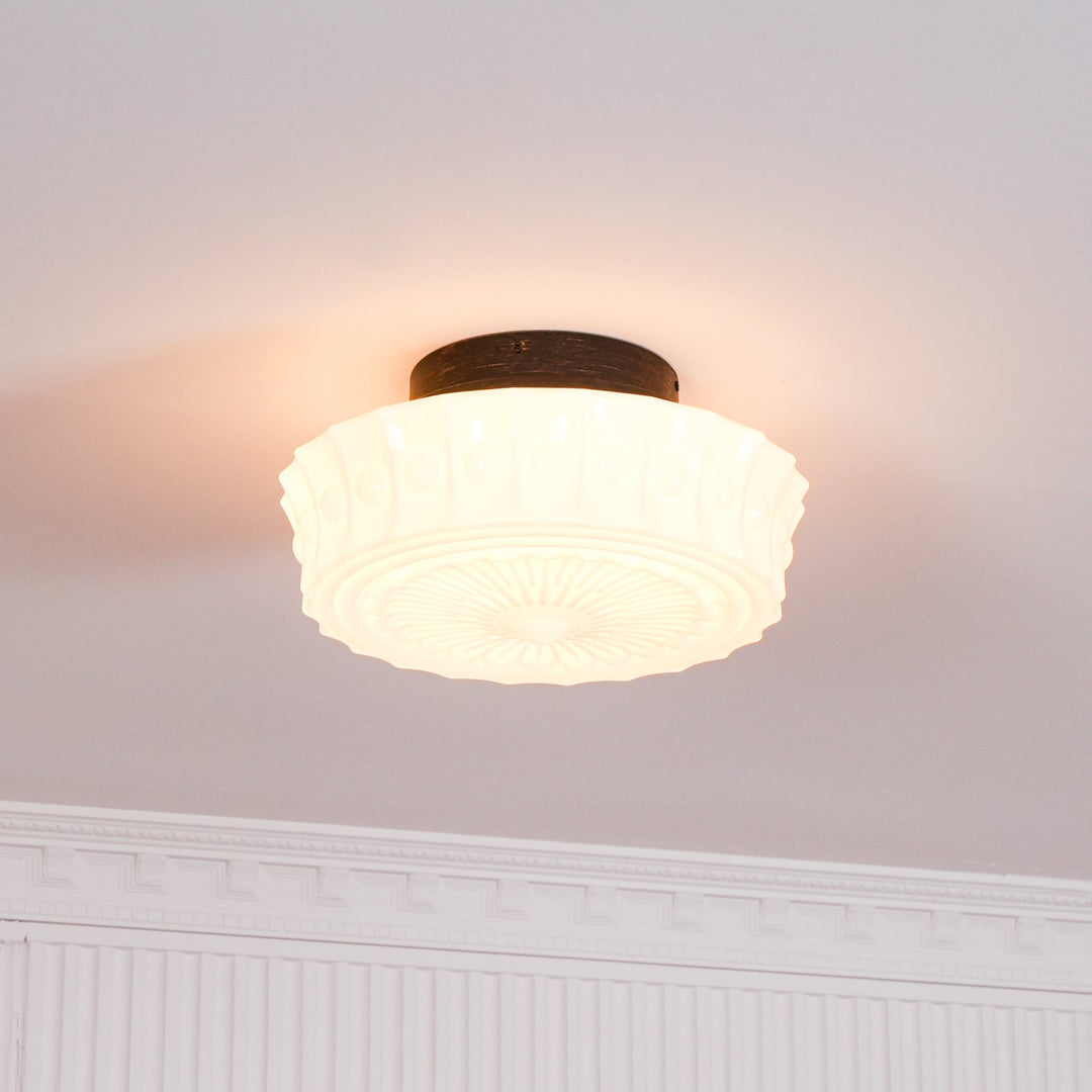 Solara Plafonnier en Verre Blanc Floral pour Salon - Neutralighting
