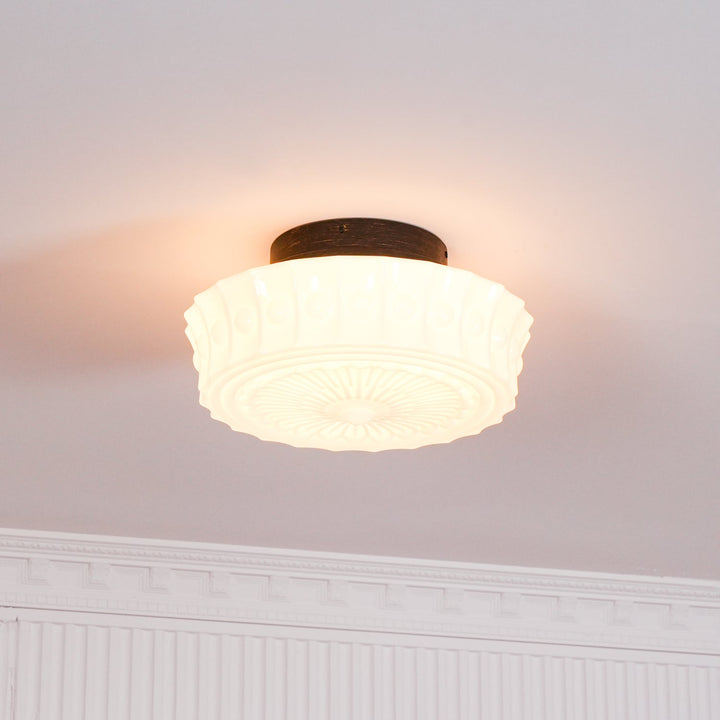 Solara Plafonnier en Verre Blanc Floral pour Salon - Neutralighting