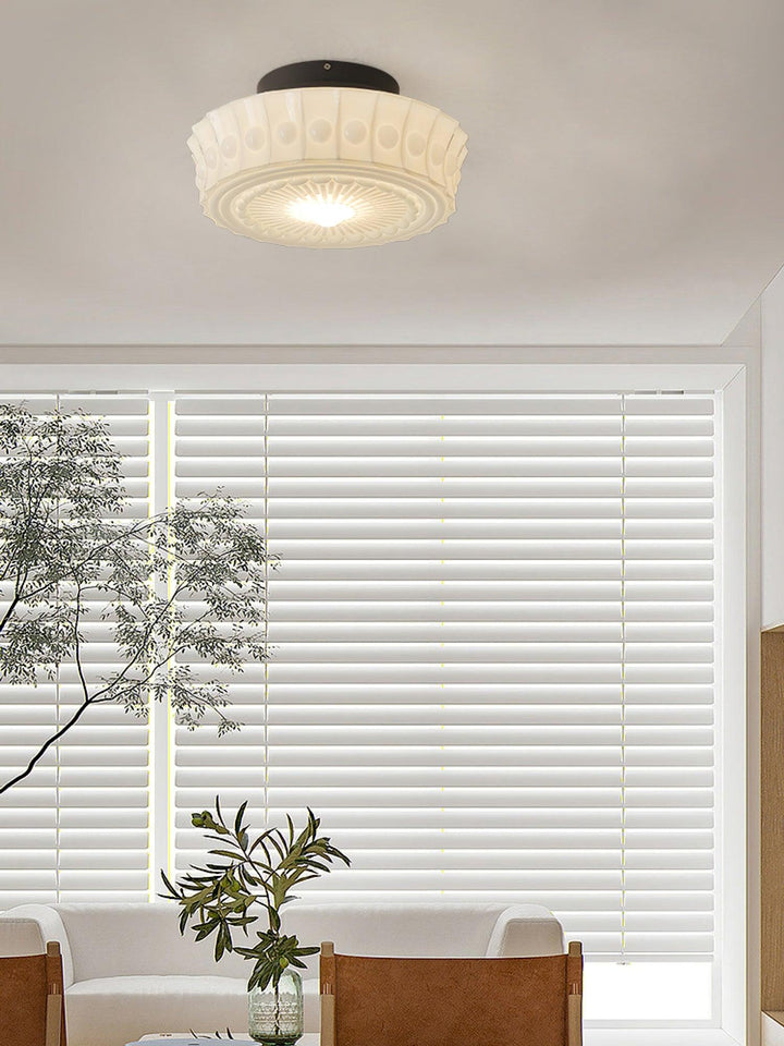 Solara Plafonnier en Verre Blanc Floral pour Salon - Neutralighting