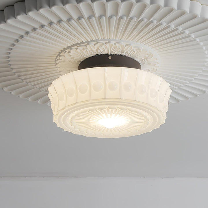 Solara Plafonnier en Verre Blanc Floral pour Salon - Neutralighting