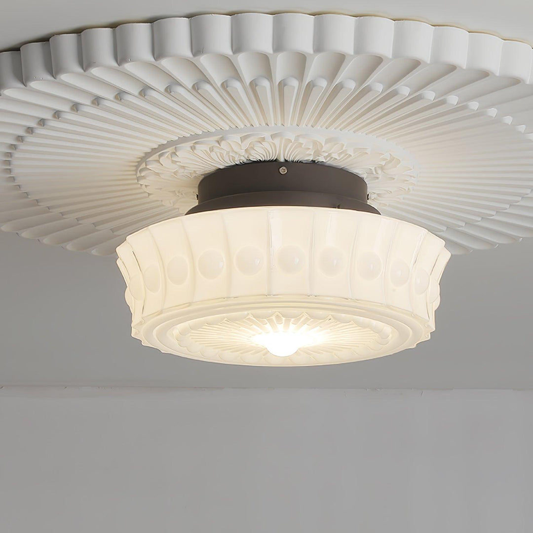 Solara Plafonnier en Verre Blanc Floral pour Salon - Neutralighting