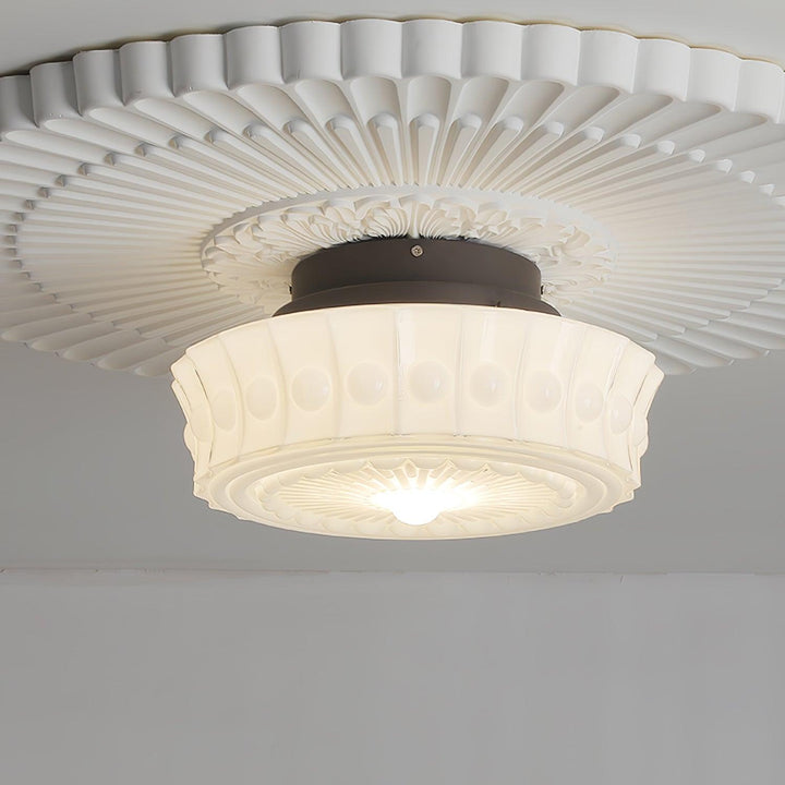 Solara Plafonnier en Verre Blanc Floral pour Salon - Neutralighting