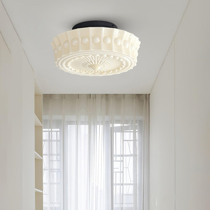 Solara Plafonnier en Verre Blanc Floral pour Salon - Neutralighting