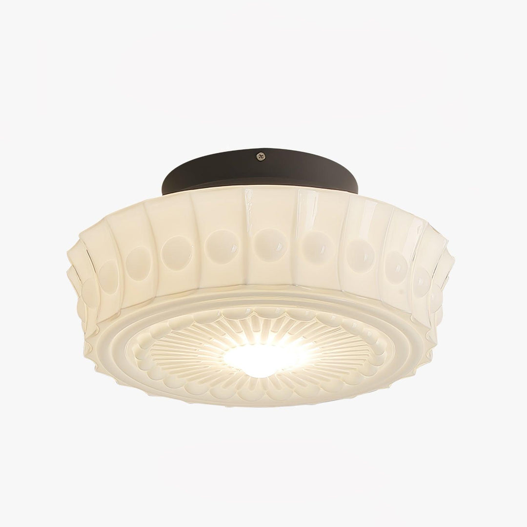 Solara Plafonnier en Verre Blanc Floral pour Salon - Neutralighting