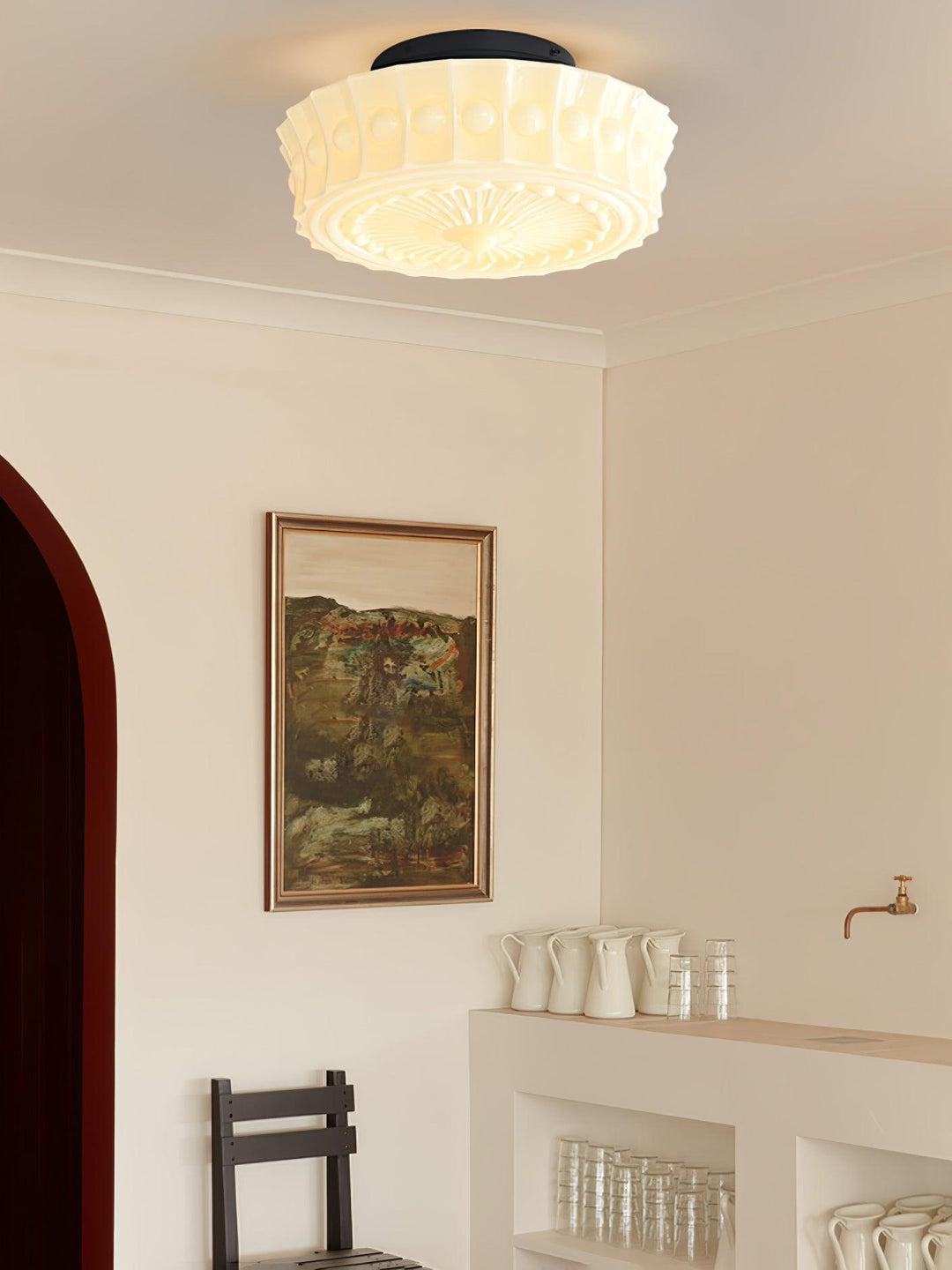 Solara Plafonnier en Verre Blanc Floral pour Salon - Neutralighting