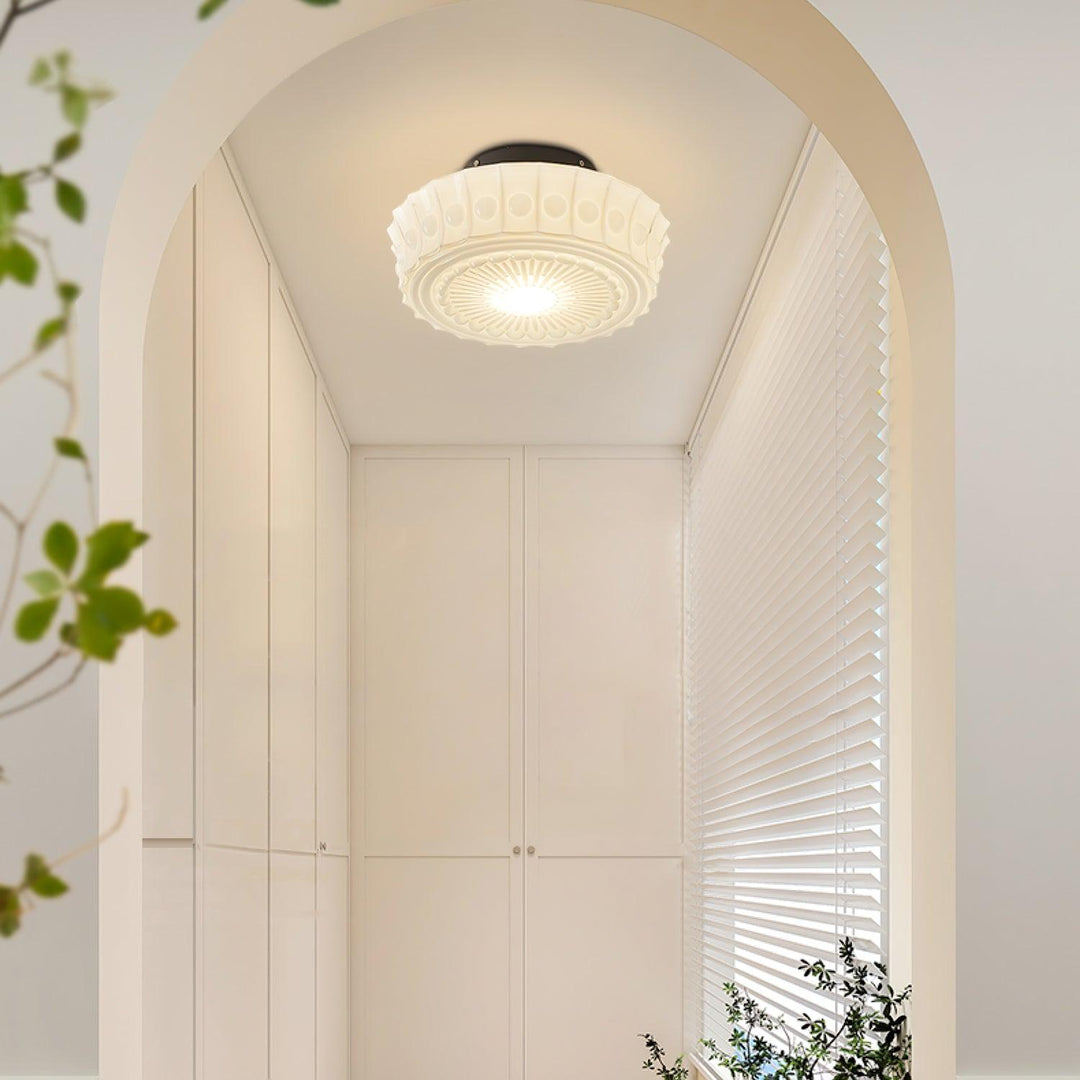Solara Plafonnier en Verre Blanc Floral pour Salon - Neutralighting