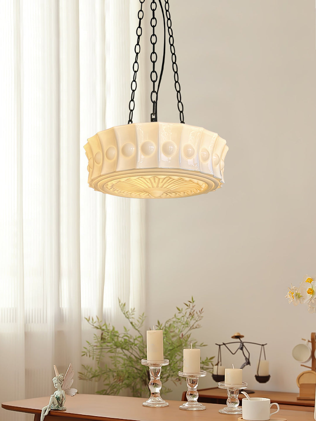 Solara Suspension en Chaîne Verre Blanc - Neutralighting