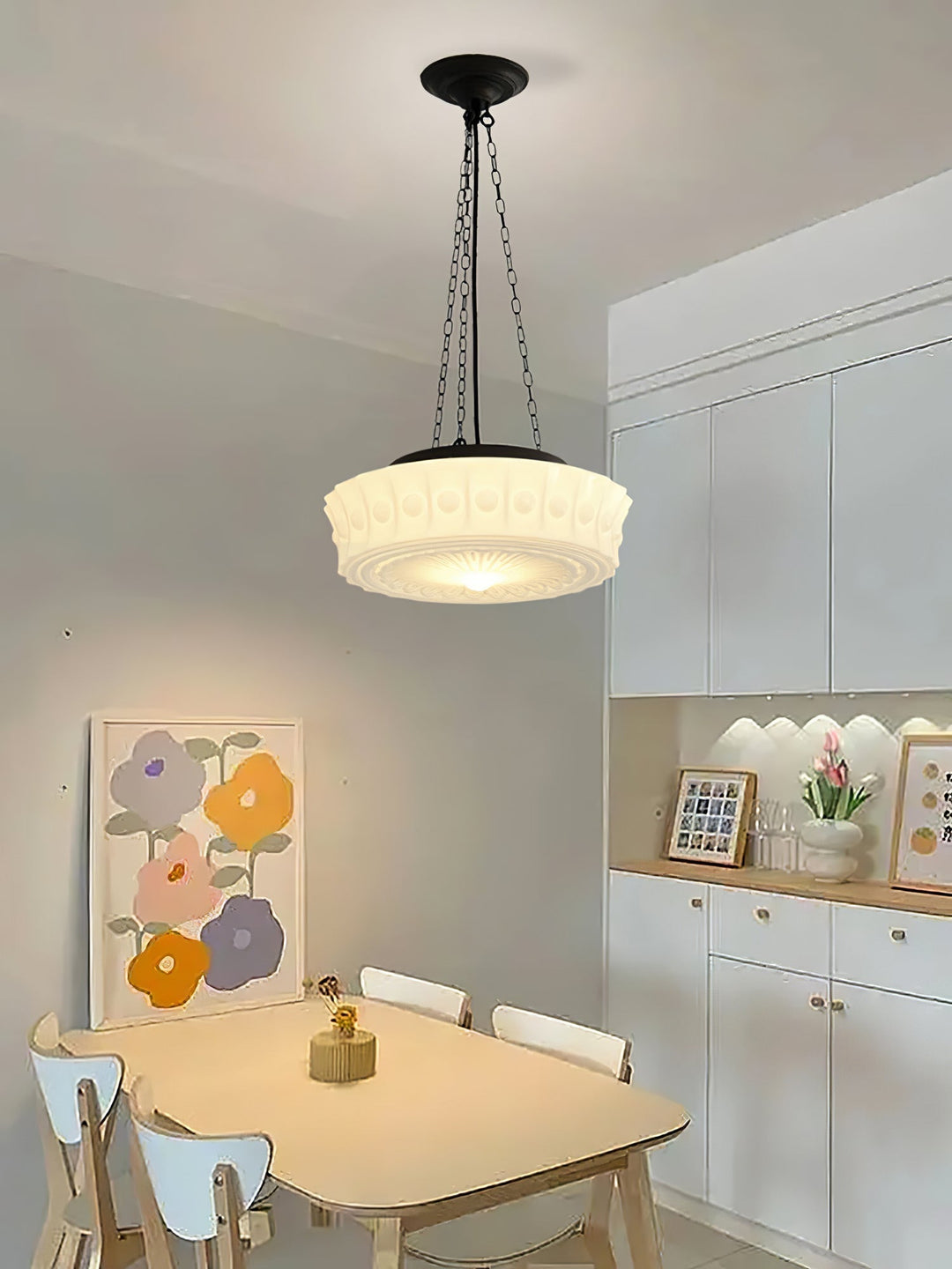 Solara Suspension en Chaîne Verre Blanc - Neutralighting