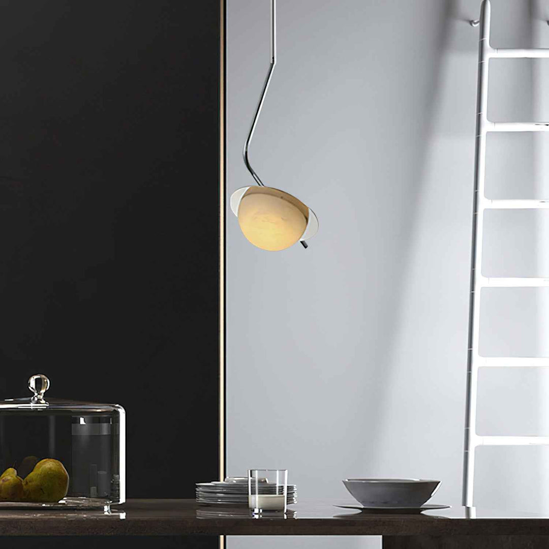 Ivvaros Lampe Suspension Chic Moderne Minimaliste Acier Inoxydable Alabastre - Neutralighting