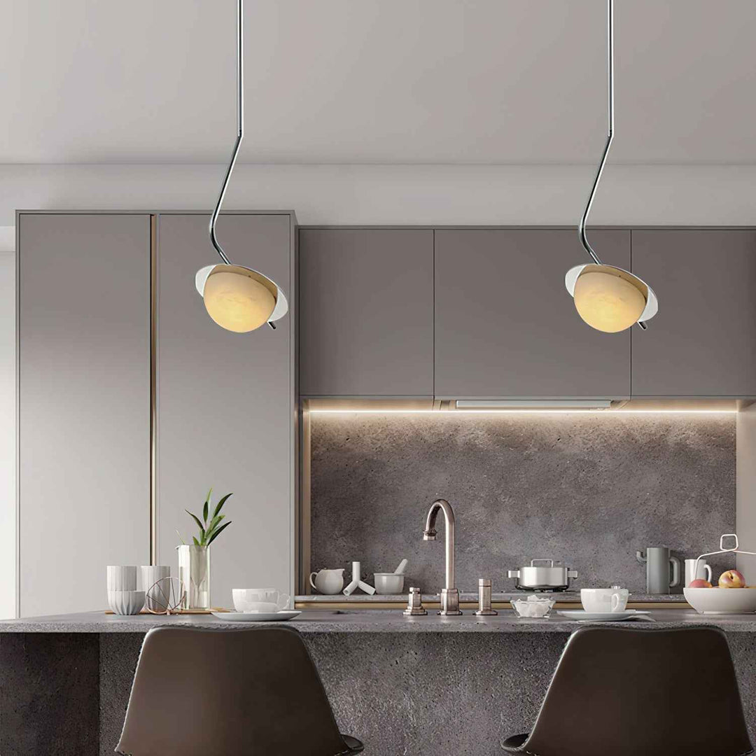 Ivvaros Lampe Suspension Chic Moderne Minimaliste Acier Inoxydable Alabastre - Neutralighting