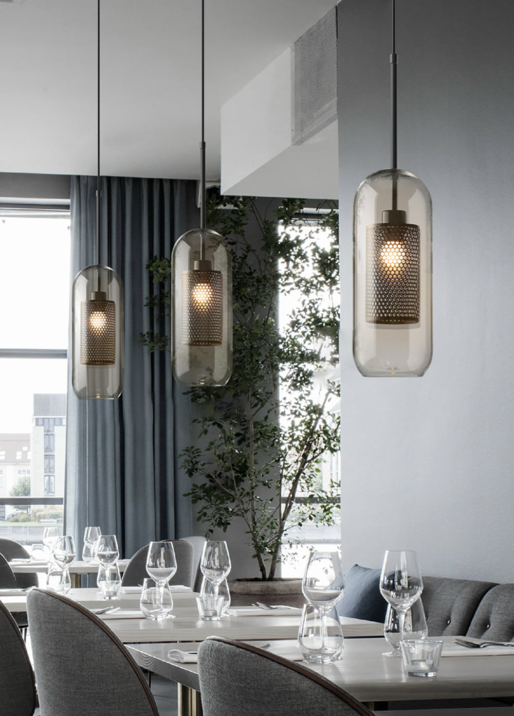 Lustra Suspension en Verre Chiswick pour Salon - Neutralighting