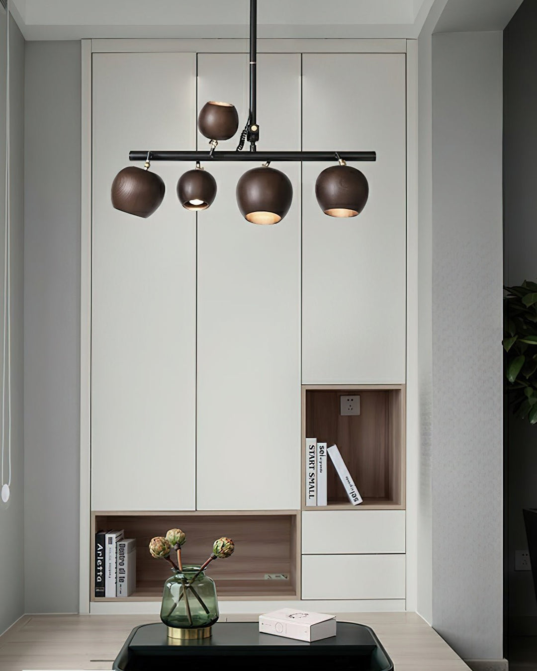 Avelira Suspension Linéaire Globe Bois Rustique - Neutralighting