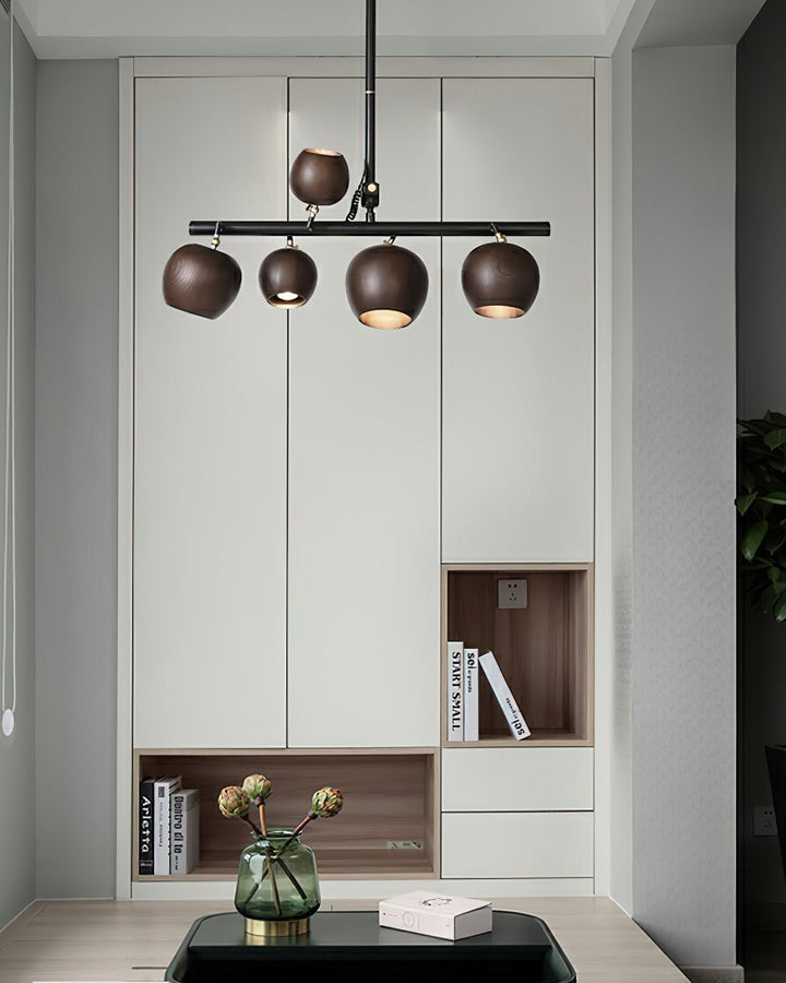 Avelira Suspension Linéaire Globe Bois Rustique - Neutralighting